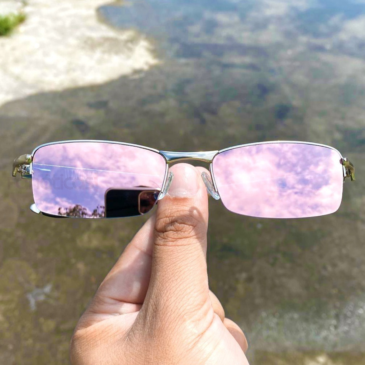Óculos Lupinha Lupa Vilão Fio Nylon Cinza e Rosa Bebe